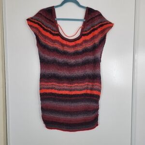 Free People Ombre Striped Tunic Sweater Dress Large Western Festival Mohair Wool
